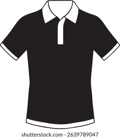 Black Polo Shirt Vector – Minimalist Short Sleeve Collared T-Shirt Design
