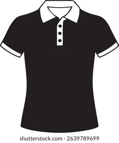 Black Polo Shirt Vector – Minimalist Short Sleeve Collared T-Shirt Design
