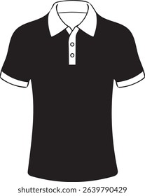 Black Polo Shirt Vector Minimalist Short Sleeve Collared T-Shirt Design