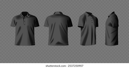 Camisas Polo Preto São Exibidas Na Frente Traseira E Lado Perfeito Para Vestuário Design Moda Mockups E Lojas De Roupas