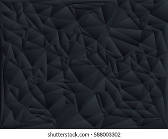 Black polygon abstract triangulated background, vector illustration