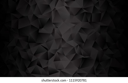 Black polygon background. Vector imitation of the 3D illustration. Pattern with triangles of different scale.