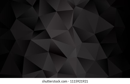 Black polygon background. Vector imitation of the 3D illustration. Pattern with triangles of different scale.