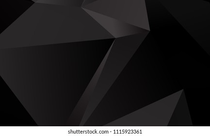 Black polygon background. Vector imitation of the 3D illustration. Pattern with triangles of different scale.