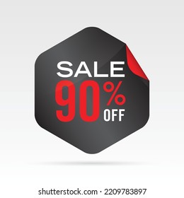 Black Polygon Tag Sale Vector, 90 percent off.