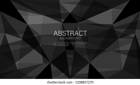 Black polygonal background, Geometric vector, graphic, Minimal Texture, cover design, flyer template, banner, web page, book cover, advertisement, printing template, Black concept, decoration