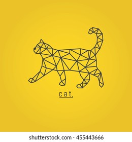 Black polygonal cat and text with yellow background
