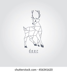 Black polygonal deer and text with grey background