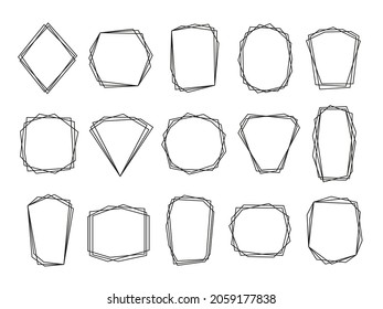 Black polygonal frames. Crystal shapes, frame polygon elements. Modern geometric decorations, design for banners, invitation, cards tidy vector set