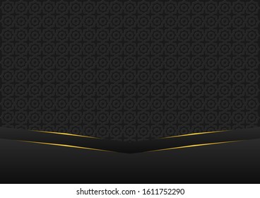 Black polygonal luxury wallpaper with golden color. Elegant background for flyer, brochure, voucher, cover book, business card, interior design.