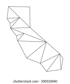black polygonal outline of vector map of California