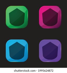 Black Polygonal Shape four color glass button icon