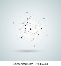 Black polyhedron 3d vector illustration.