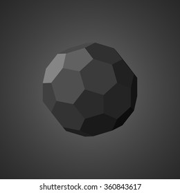 Black polyhedron. Geometrical shape. Vector illustration.