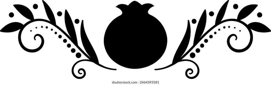 Black pomegranat floral vector clipart. Use on any background