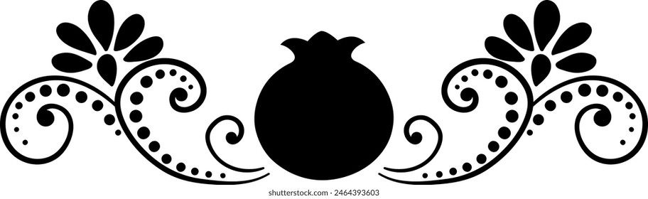 Black pomegranat ornamental vector floral composition . Use on any background