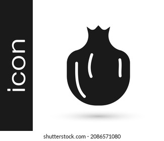 Black Pomegranate icon isolated on white background. Garnet fruit.  Vector