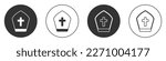 Black Pope hat icon isolated on white background. Christian hat sign. Circle button. Vector