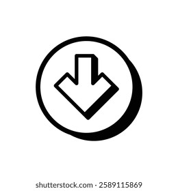 black Popup Arrow pointing down sign icon