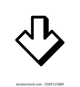 black Popup Arrow pointing down icon