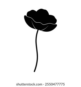 black popy silhouette white background