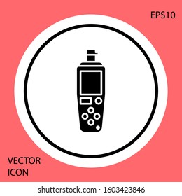 Black Portable sensor icon isolated on red background. White circle button. Vector Illustration