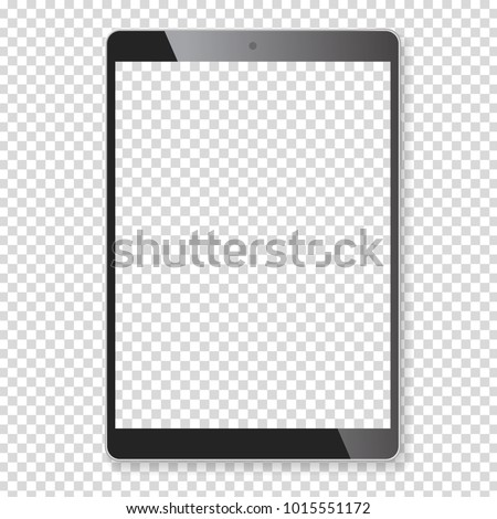 Black portable tablet pad mock up. Realistic vector illustration