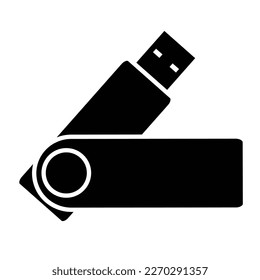 Black Portable USB Flash Vector line art on White Background Icon Illustration Template. Simple USB Drive Device Icons Sign Symbol. Solid Color