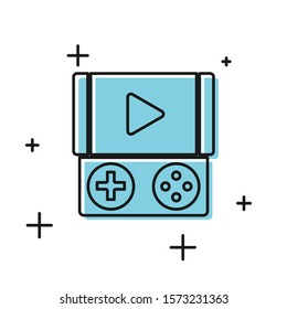 Black Portable video game console icon isolated on white background. Gamepad sign. Gaming concept.  Vector Illustration