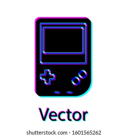 Black Portable video game console icon isolated on white background. Gamepad sign. Gaming concept.  Vector Illustration