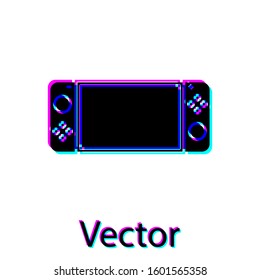 Black Portable video game console icon isolated on white background. Gamepad sign. Gaming concept.  Vector Illustration