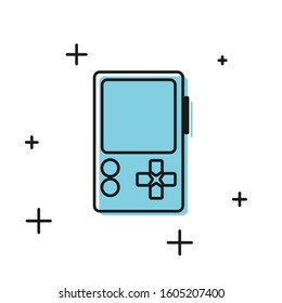 Black Portable video game console icon isolated on white background. Gamepad sign. Gaming concept.  Vector Illustration