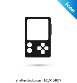 Black Portable video game console icon isolated on white background. Gamepad sign. Gaming concept.  Vector Illustration