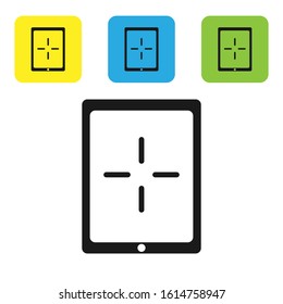 Black Portable video game console icon isolated on white background. Gamepad sign. Gaming concept. Set icons colorful square buttons. Vector Illustration