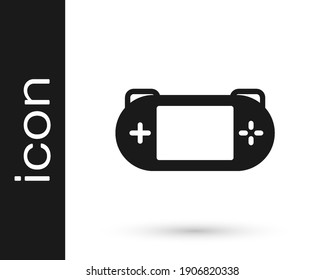 Black Portable video game console icon isolated on white background. Gamepad sign. Gaming concept.  Vector