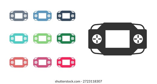 Black Portable video game console icon isolated on white background. Handheld console gaming. Set icons colorful. Vector