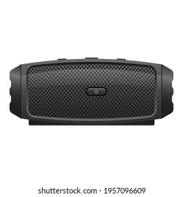 Black Portable Wireless Sound System On White Background