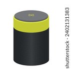 Black Portable Wireless Speaker Electronic Music Player Device Icon Isolated on White Background. Animated  Sound Audio Vector Illustration