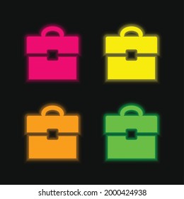 Black Portfolio Tool four color glowing neon vector icon