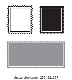 Black postage paper icon vector set. postage stamp paper vector isolated in white background.