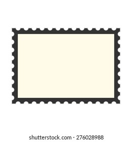 black postage stamp template. concept of message, indentation, cardboard, stationery, poststamp, backdrop. isolated on white background. flat style trendy modern design vector illustration
