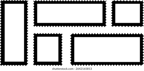 Black Postage Stamps frames set ,Postage Stamps Border- stock vector.