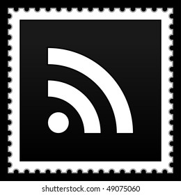 Black postage stamps with rss symbol on black
