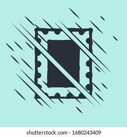 Schwarze Poststempel-Symbol einzeln auf grünem Hintergrund. Glitzer Stil. Vektorillustration-Illustration
