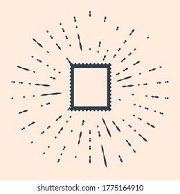 Schwarze Poststempel-Symbol einzeln auf beigem Hintergrund. Abstrakte Kreis Zufallspunkte. Vektorgrafik