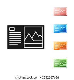 Black Postcard icon isolated on white background. Set icons colorful. Vector Illustration