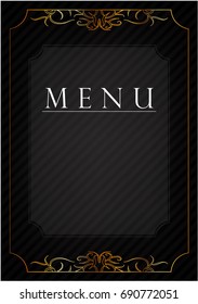 Black postcard with the inscription "menu"