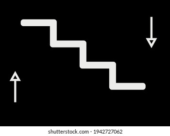 Black poster going up and down stairs
