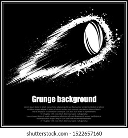 Black poster with grunge movement path and American football symbol