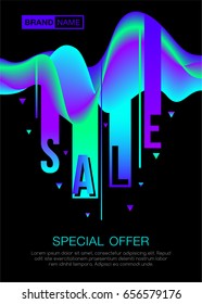 Black poster with trendy 3D dynamic wavy background for sale and discount.